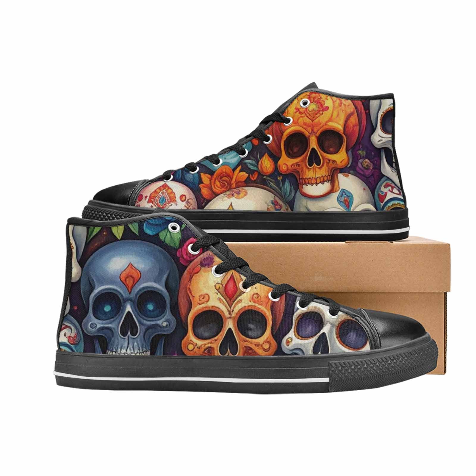 MEN'S Skull High Top Canvas Neon Fantasy Sneakers