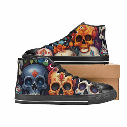 MEN'S Skull High Top Canvas Neon Fantasy Sneakers