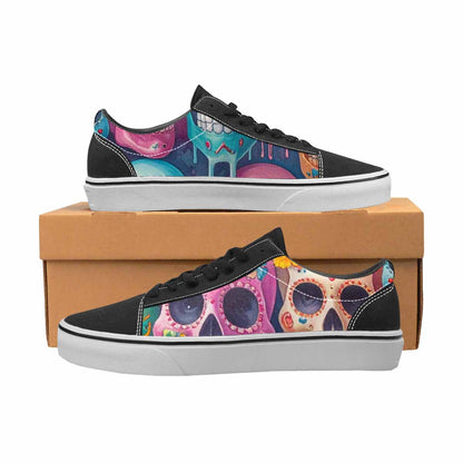 WOMEN'S Sugar Skulls Melting Sugar Lace-Up Canvas Grunge Custom Shoes
