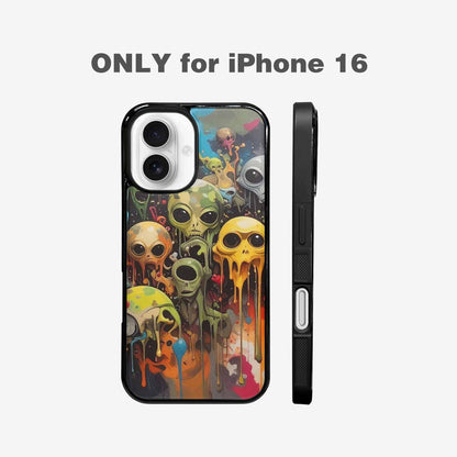 iPhone 16 Case — Aliens Camomelting Aliens Patt, Custom Art Phone Cover