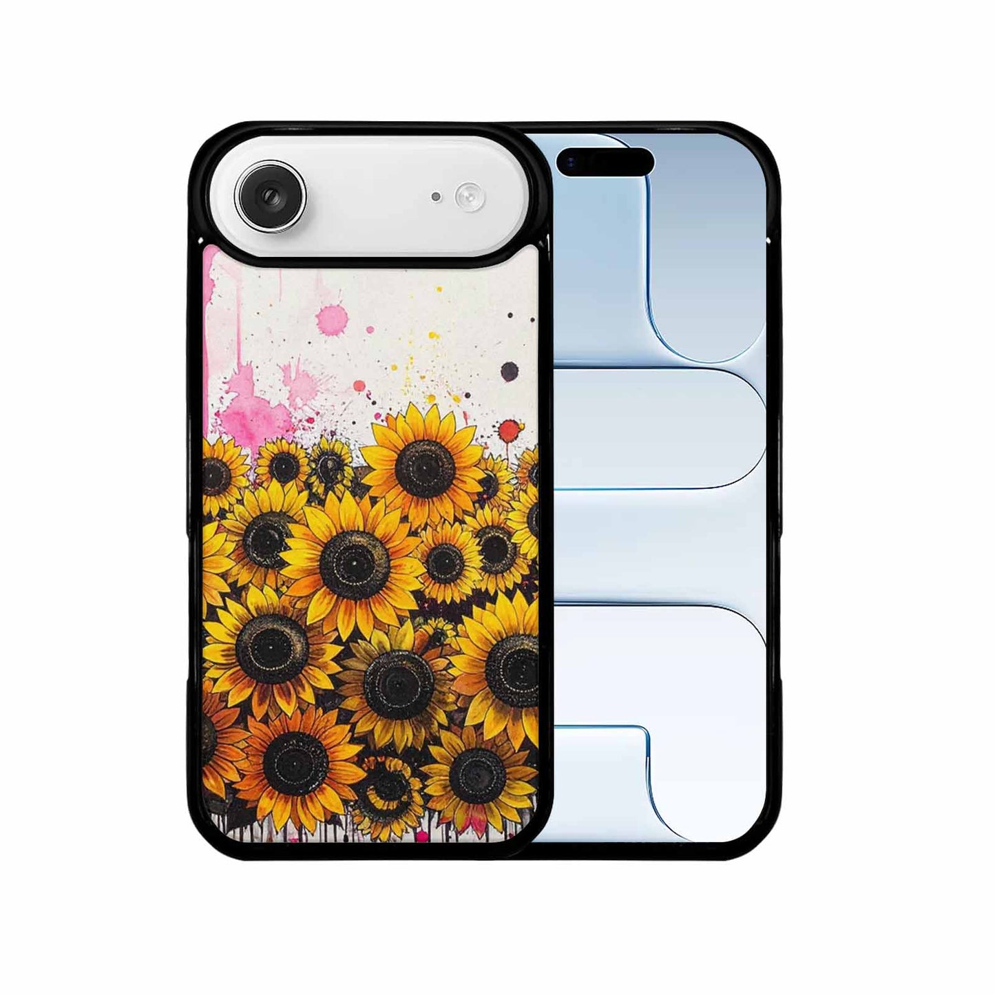 iPhone 17 Air Case — Sunflower Burst Black Pink Ink Floral, Custom Art Phone Cover