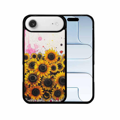 iPhone 17 Air Case — Sunflower Burst Black Pink Ink Floral, Custom Art Phone Cover