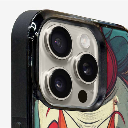 iPhone 16 Pro Case — Evil Circus Heads Faces Overlapping Patterns, Personalized Phone Case