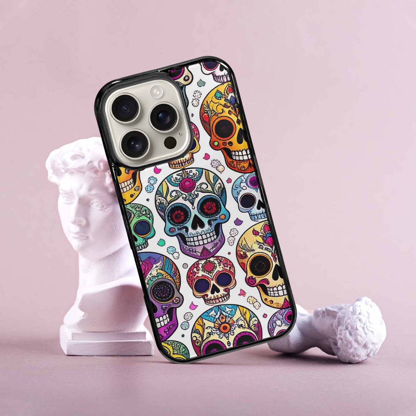 iPhone 16 Pro Case — Vibrant Skull Seamless, Personalized Phone Case