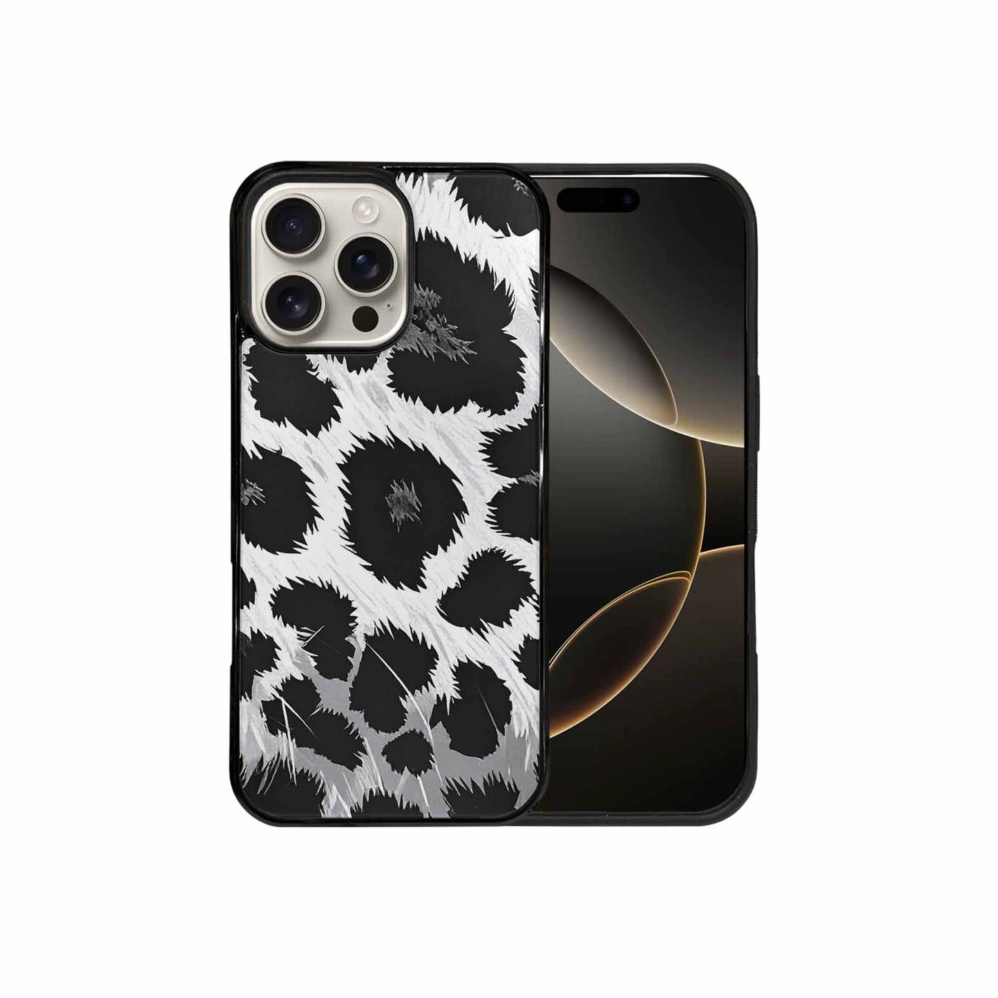 iPhone 16 Pro Max Case — Leopard Print Black And White Style, Original Design Phone Case