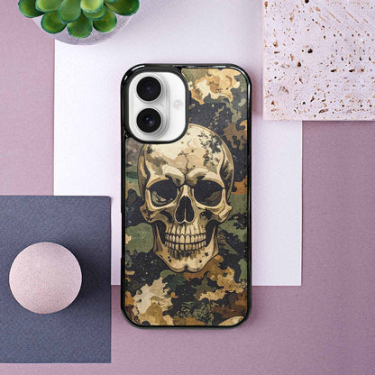iPhone 16 Case — Military Camo Texture Combined With Distressed, Personalized Phone Case