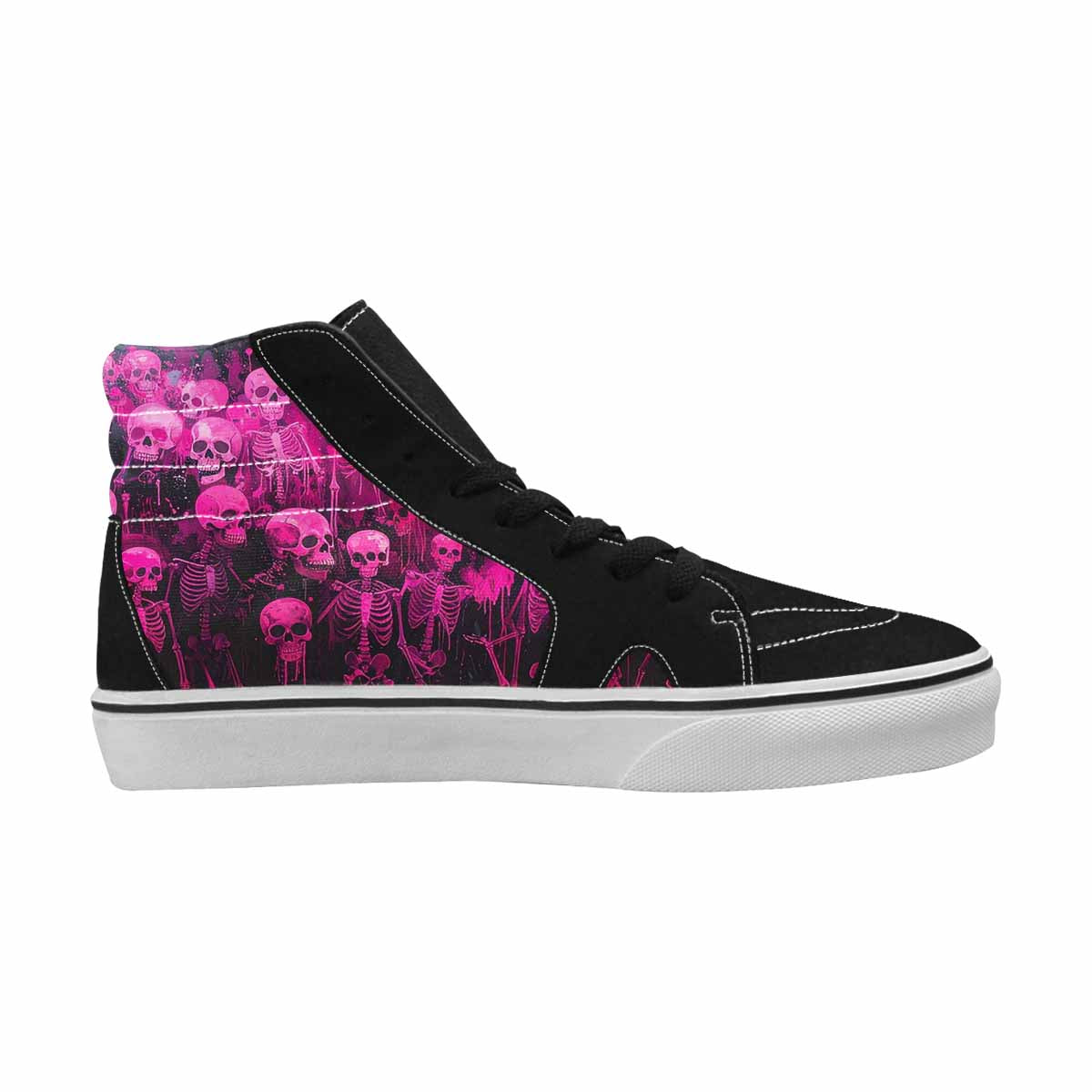 MEN'S Skeletons  Neon Pink High Top Canvas Neon Fantasy Custom Shoes