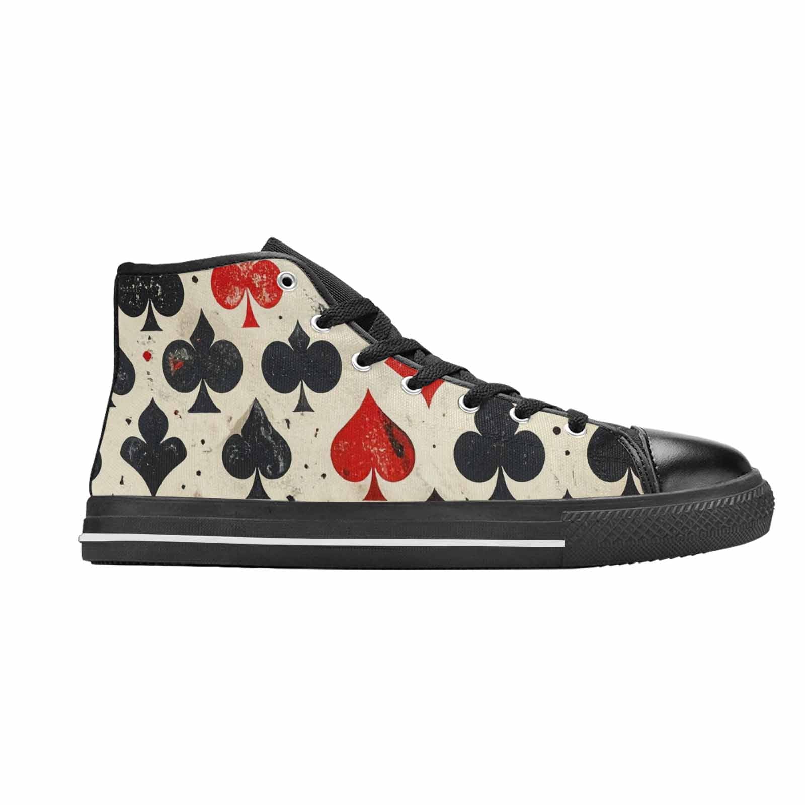 WOMEN'S Playing Card Suit High Top Canvas Neon Fantasy Shoes