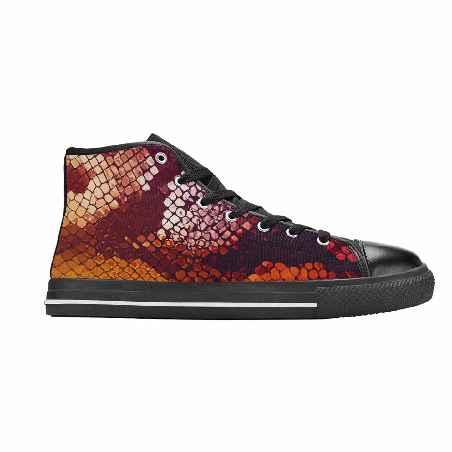 WOMEN'S Dark Snake Print High Top Canvas Dark Academia Custom Shoes