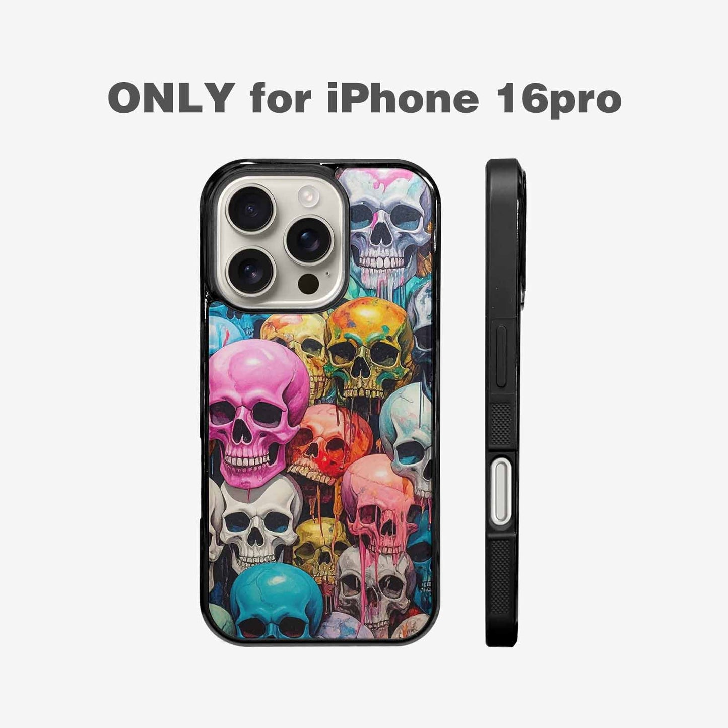 iPhone 16 Pro Case — Skulls Marbleskulls Pattern, Custom Printed Phone Case