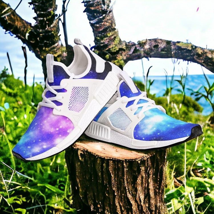 Galaxy Art custom high-top canvas shoes — wearable art by Freaky Shoes