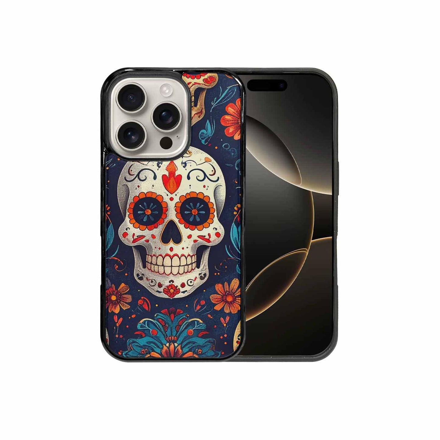 iPhone 16 Pro Case — Day Dead Sugar Skull Art 100s, Custom Designed Case Cover