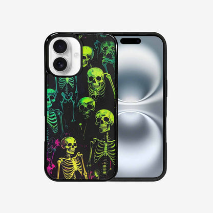 iPhone 16 Case — Skeletons Neon Green Glowskele, Custom Made Phone Cover