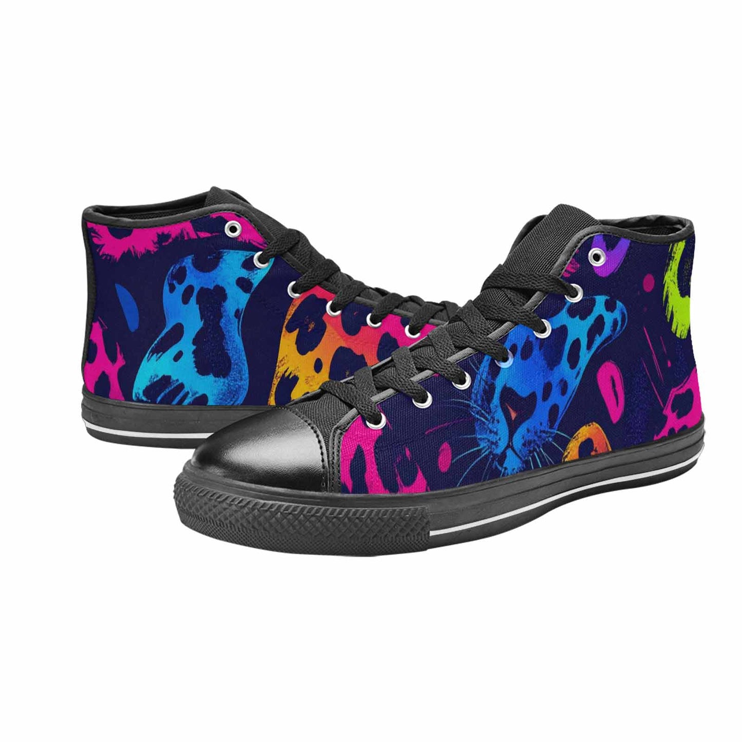 WOMEN'S Leopard Print Neon High Top Canvas Dreamcore Custom Shoes