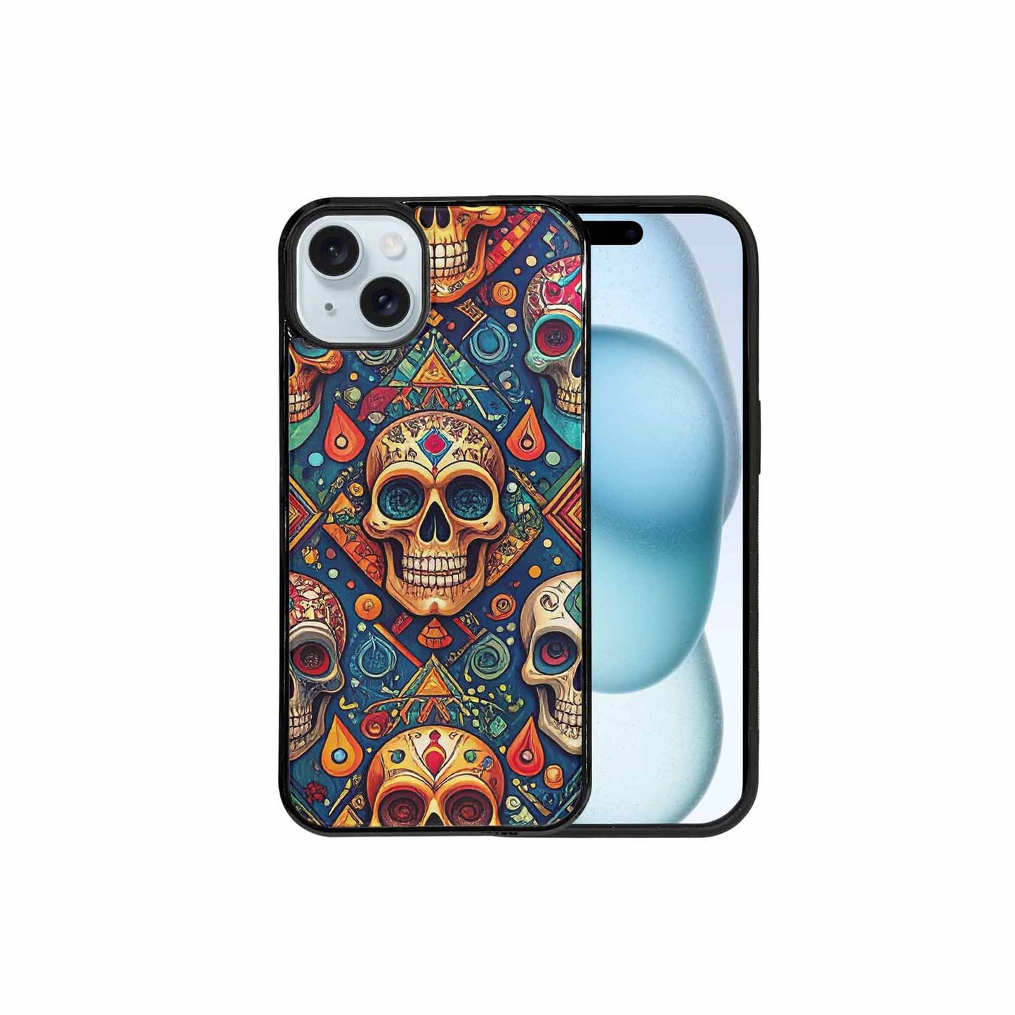 iPhone 15 Plus Case — Sacred Geometry Lots Of Skulls Seamless, Personalized Phone Case
