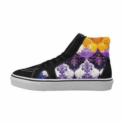 WOMEN'S Nonbinary Flag Color High Top Canvas Neon Fantasy Custom Sneakers