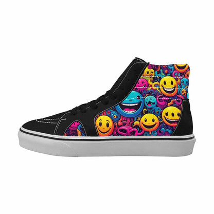 MEN'S Yellow Smiley Face High Top Canvas Dreamcore Custom Shoes