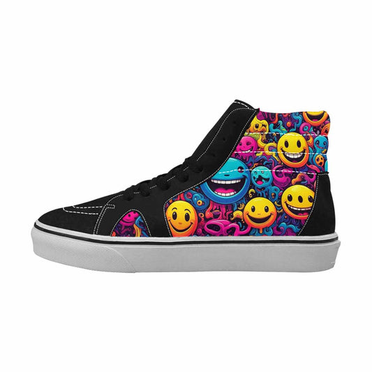 MEN'S Yellow Smiley Face High Top Canvas Dreamcore Custom Shoes
