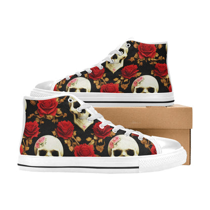 WOMEN'S Rose Skulls High Top Canvas Aesthetic Shoes