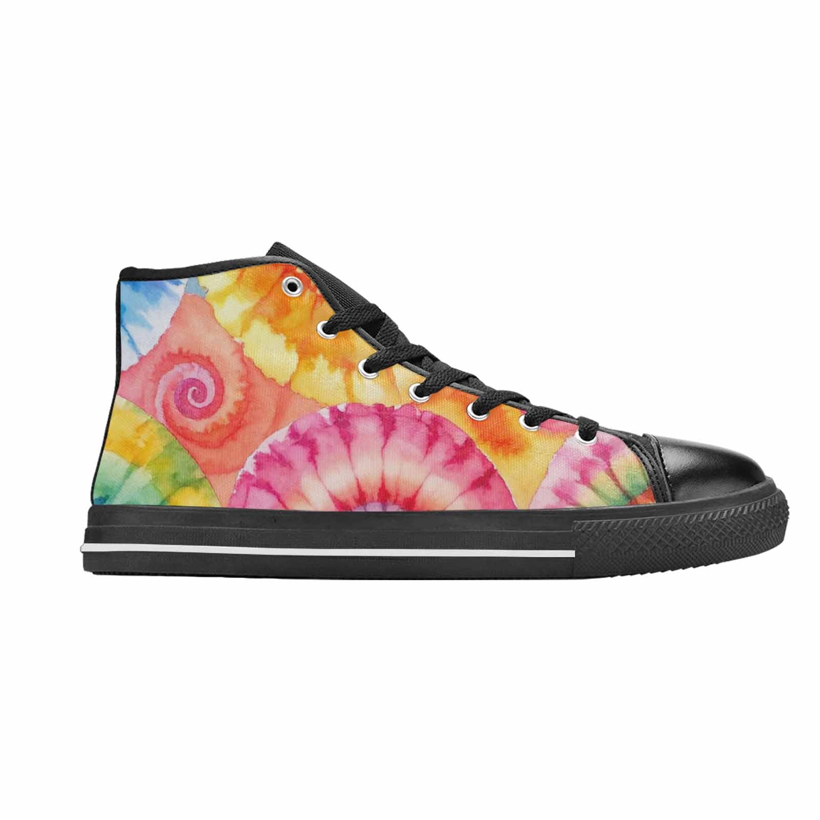 MEN'S Tie Dye Swirl High Top Canvas Vivid Custom Shoes