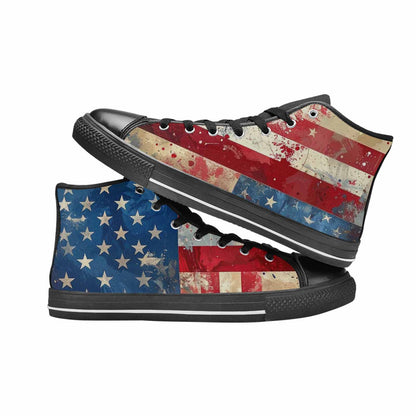 MEN'S American Flag Stars High Top Canvas Dark Academia Shoes
