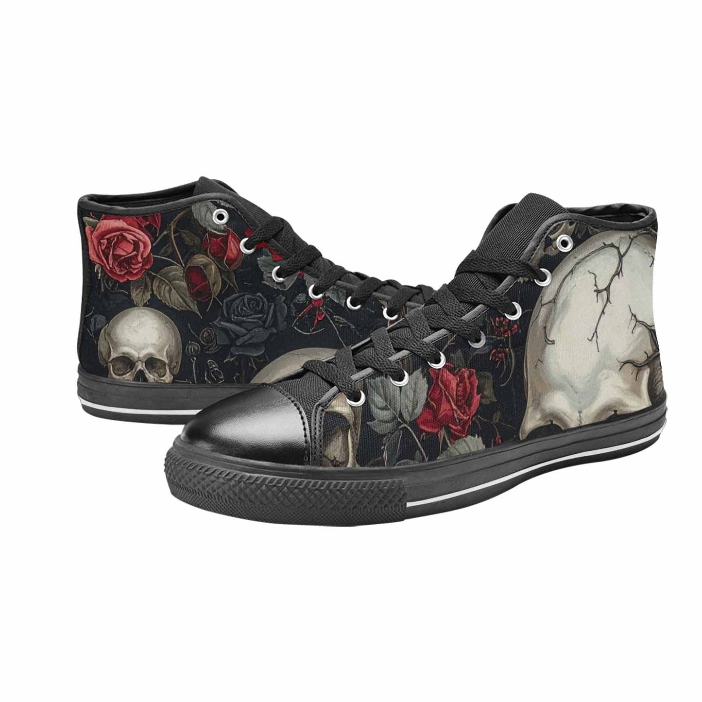 MEN'S Skulls - Roses High Top Canvas Grunge Sneakers