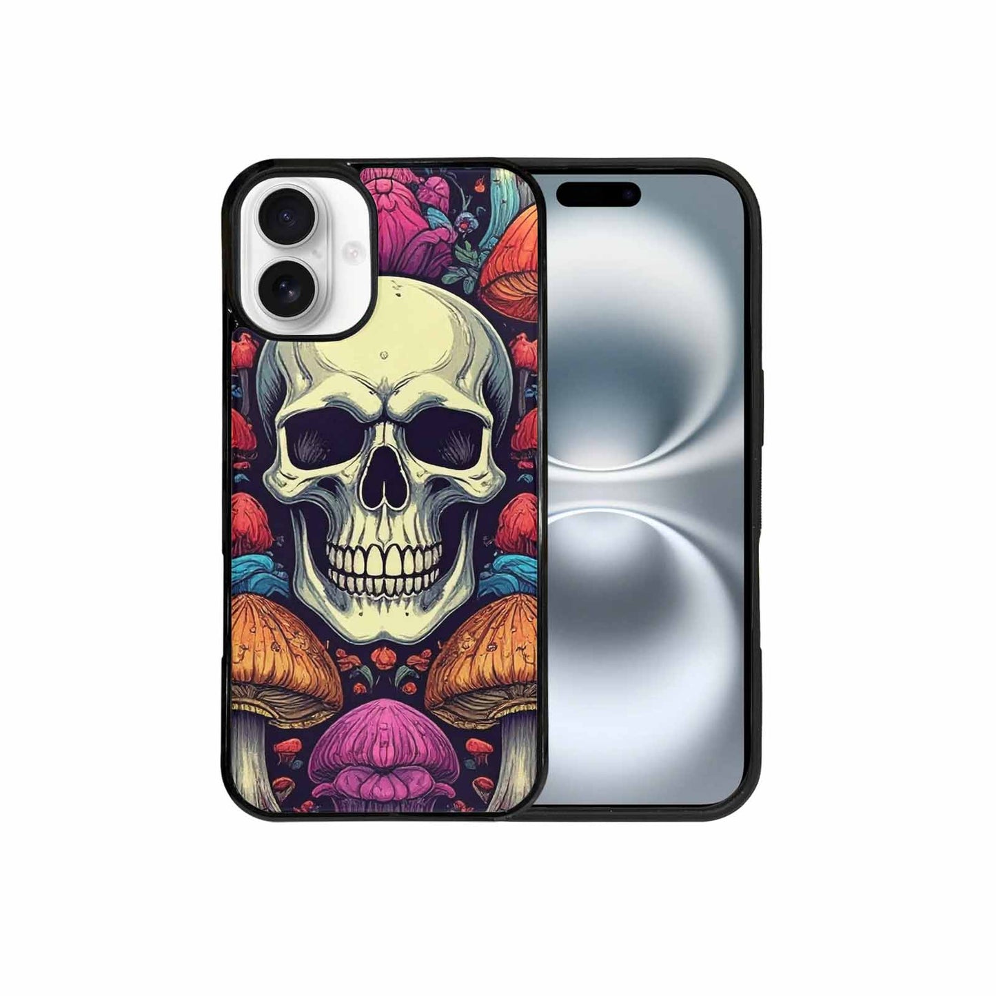 iPhone 16 Plus Case — Mushroom Skull, Customized Protective Case