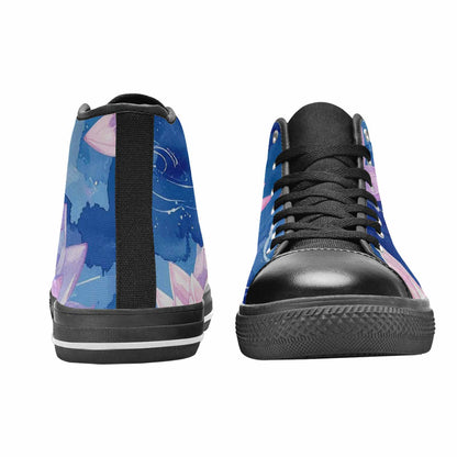 WOMEN'S Water Lilies Impressionist High Top Canvas Vivid Custom Sneakers