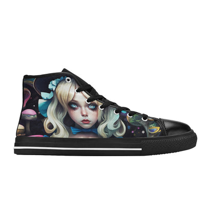 MEN'S Creepy Art Trippy Wonderland High Top Canvas Grunge Shoes