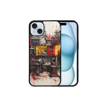 iPhone 15 Plus Case — Liminal Space Fragment Black Red Ink, Custom Phone Case