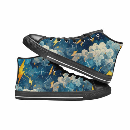 MEN'S Lightning Bolt High Top Canvas Grunge Custom Sneakers