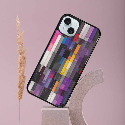 iPhone 15 Plus Case — Asexual Flag Color Theme Small Rainbow, Unique Phone Case Design