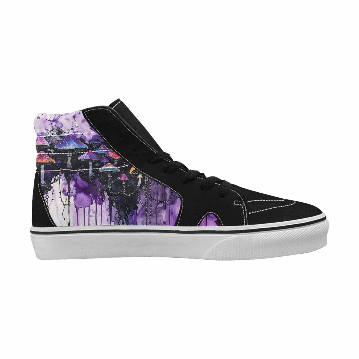 MEN'S Rainbow Drip Mushrooms High Top Canvas Wallpaper Art Custom Sneakers