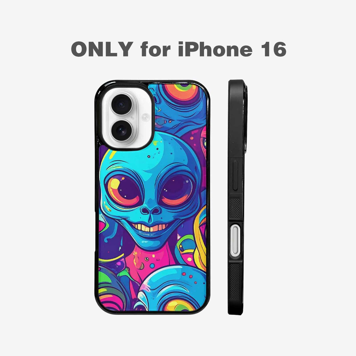iPhone 16 Case — Alien Ufo Cartoon, Custom Designed Case Cover