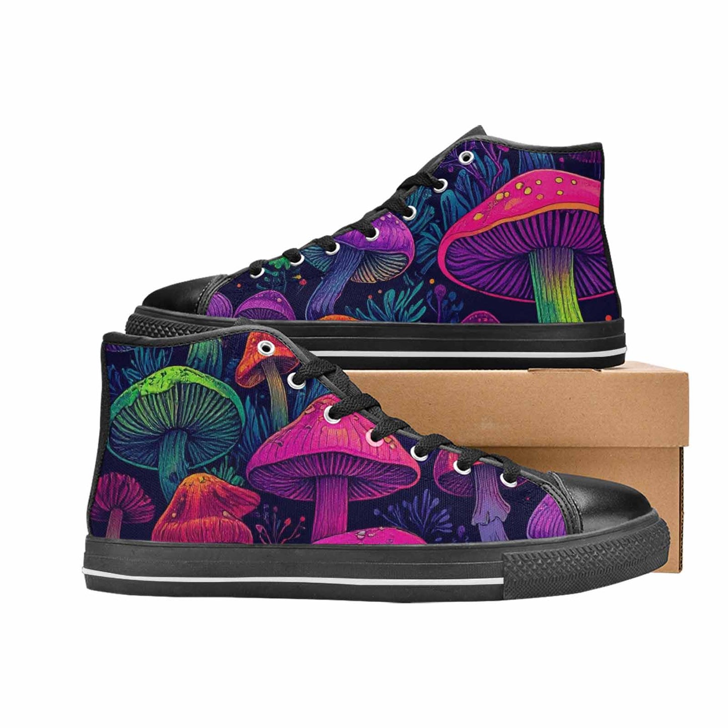 WOMEN'S Psychedelic Mushroom High Top Canvas Dark Academia Sneakers