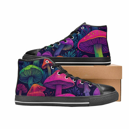 WOMEN'S Psychedelic Mushroom High Top Canvas Dark Academia Sneakers