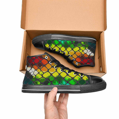 MEN'S Dark Snake Print High Top Canvas Surreal Custom Sneakers
