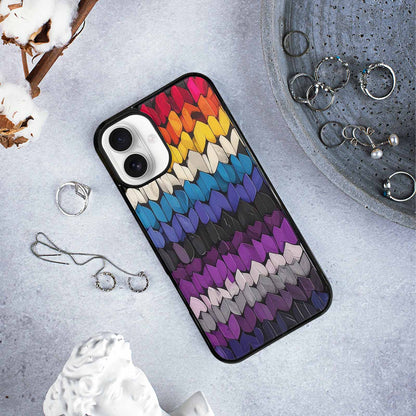 iPhone 16 Plus Case — Asexual Flag Color Theme Small Rainbow, Custom Phone Case