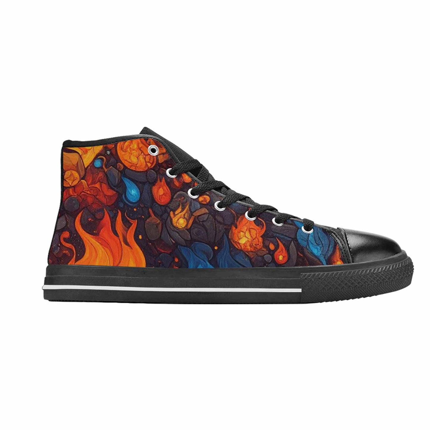 WOMEN'S Fire Flame High Top Canvas Surreal Sneakers