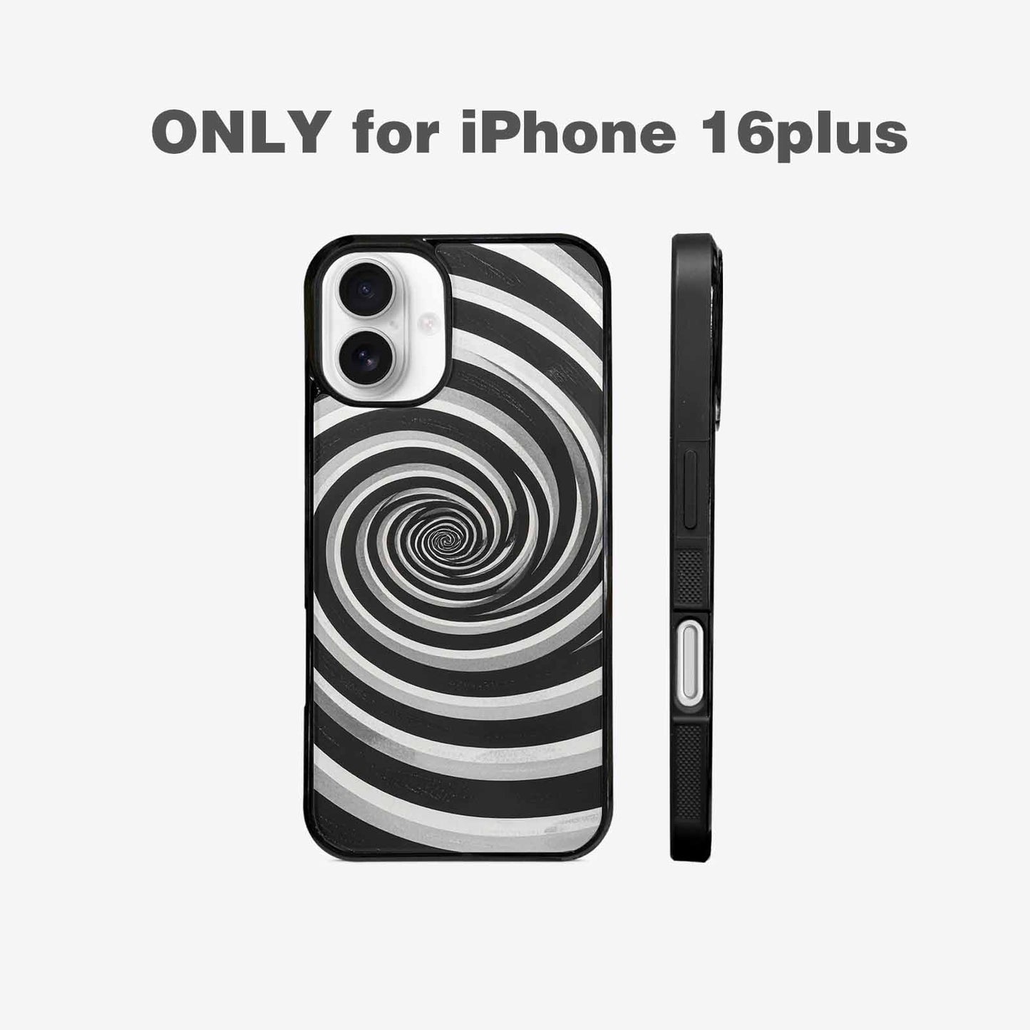iPhone 16 Plus Case — Hypnotic Spiral Optical Illusion Motif High, Custom Print Case Cover