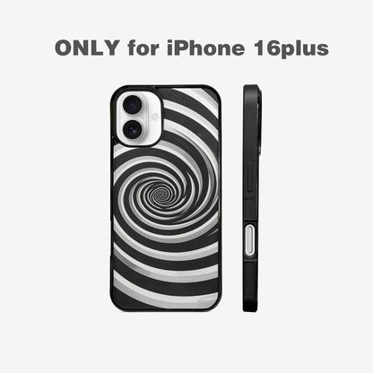 iPhone 16 Plus Case — Hypnotic Spiral Optical Illusion Motif High, Custom Print Case Cover