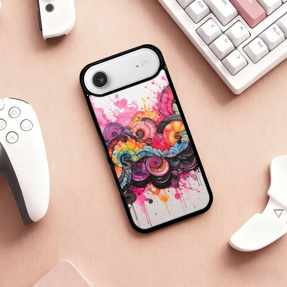 iPhone 17 Air Case — Tie Dye Swirls Black Pink Tie, Custom Print Case Cover