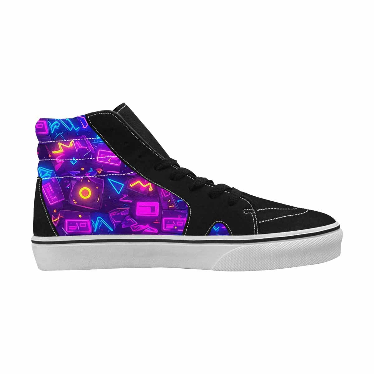 MEN'S 80s Retro Motif 80s High Top Canvas Wallpaper Art Sneakers