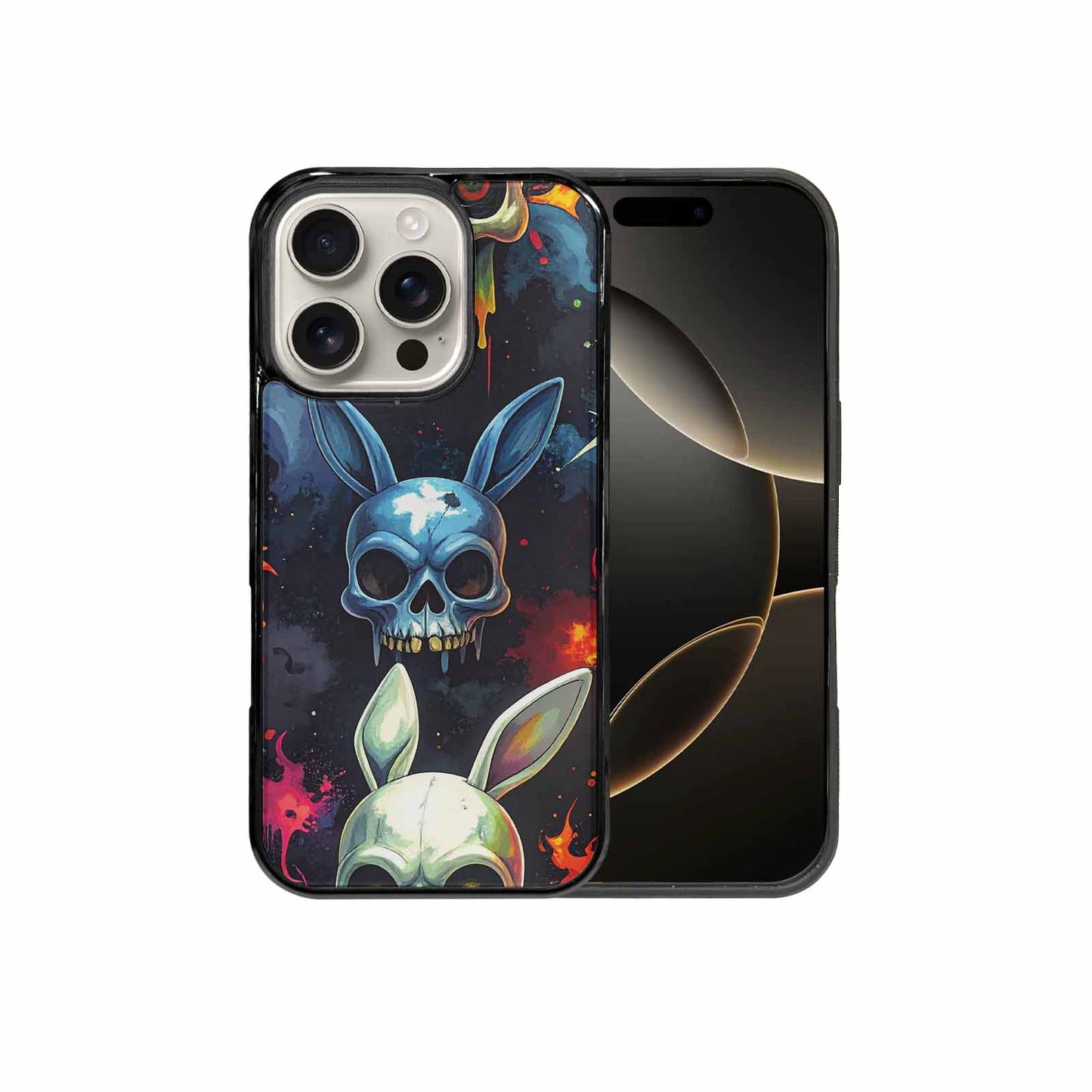 iPhone 16 Pro Case — Radioactive Ghost Bunny Skull Sm, Custom Made Phone Cover