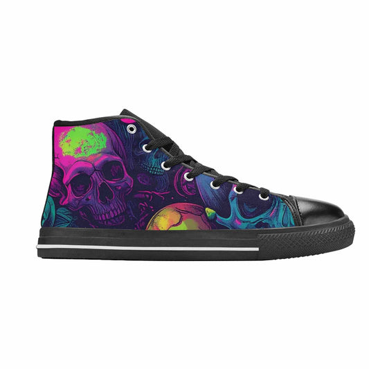 WOMEN'S Skulls - Neon High Top Canvas Wallpaper Art Custom Sneakers
