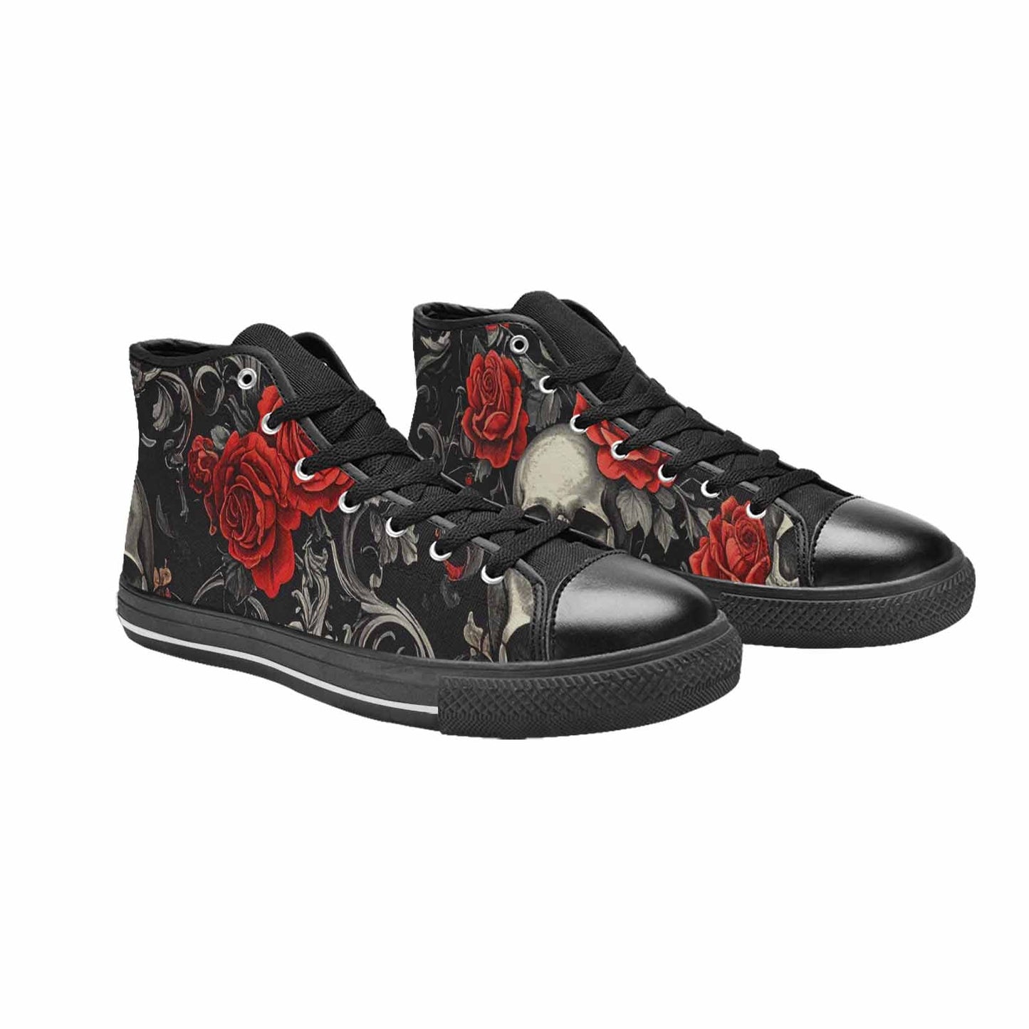 MEN'S Skulls Roses Fine Line High Top Canvas Dark Academia Shoes