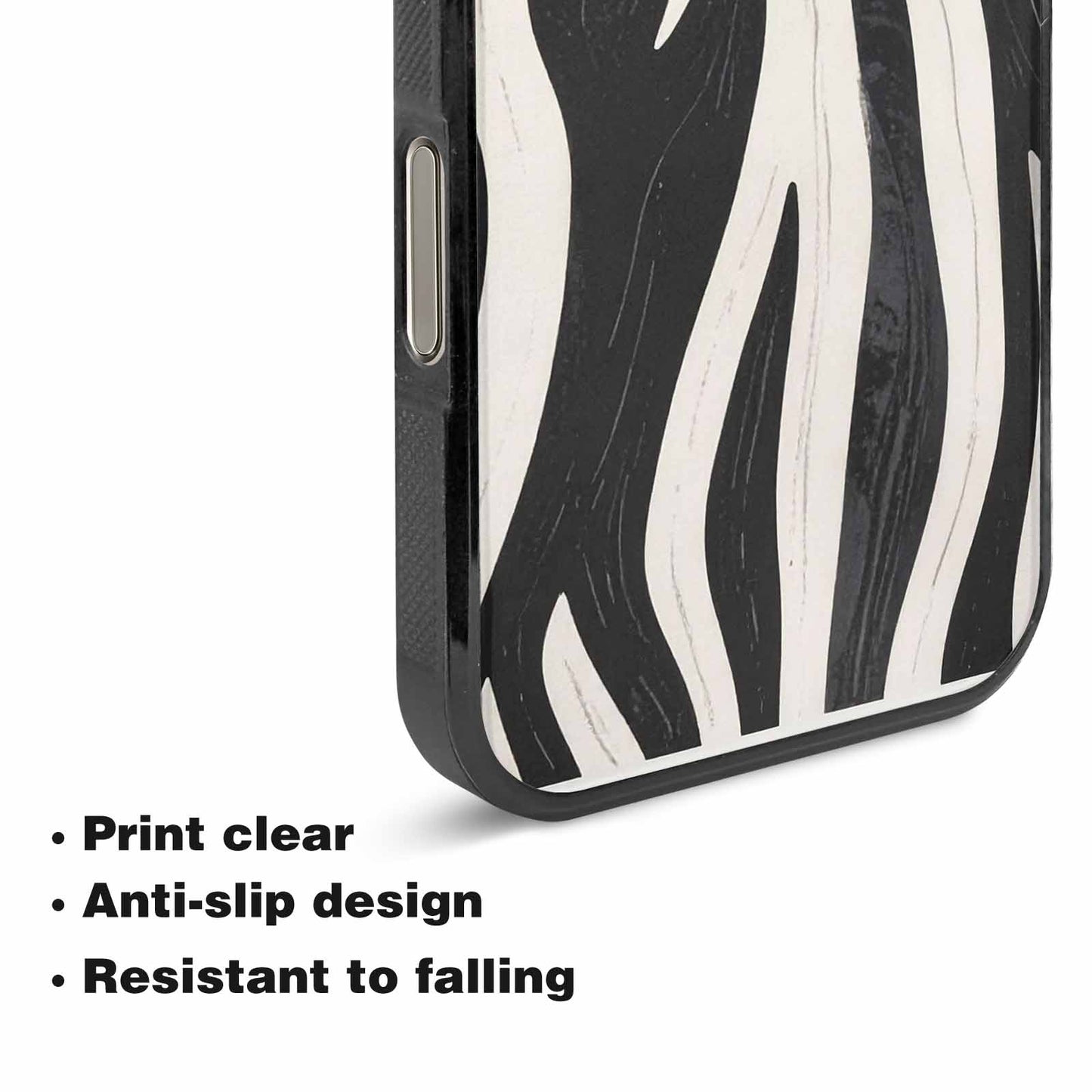iPhone 16 Pro Max Case — Modern Zebra Stripe Print Crisp Black, Custom Phone Case