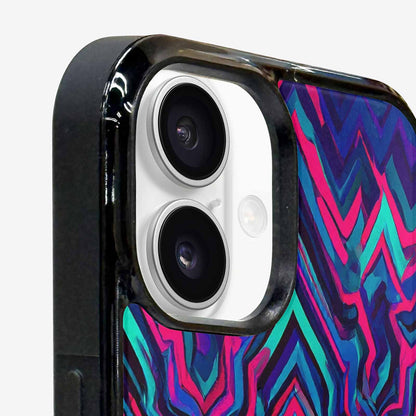 iPhone 16 Plus Case — Psychedelic Chevron Vortex, Custom Phone Case
