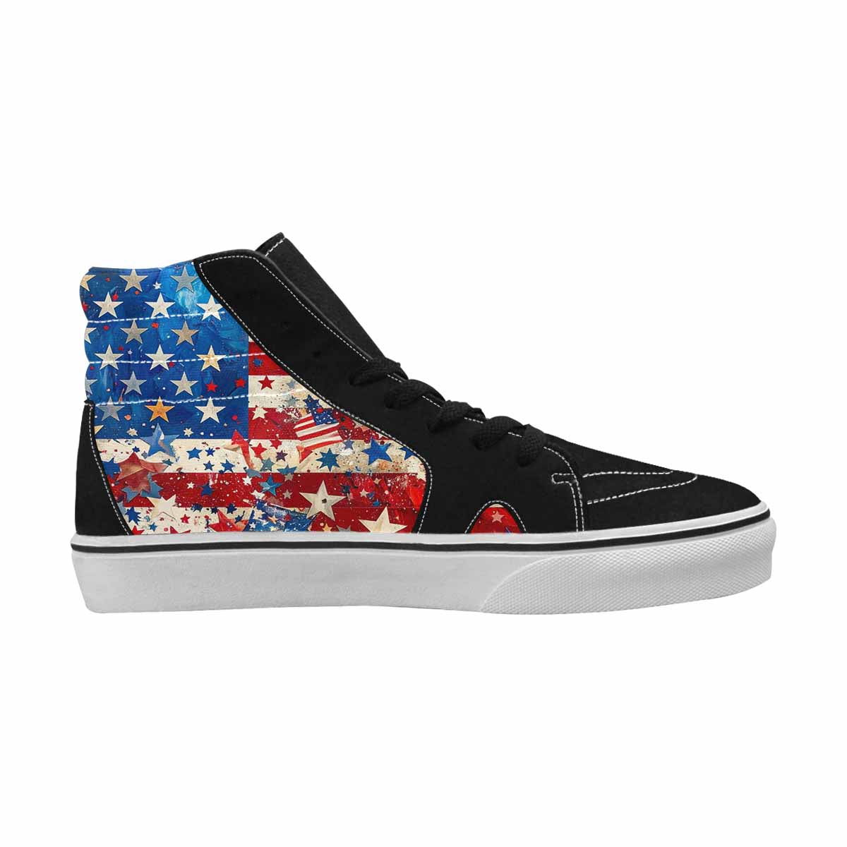 MEN'S Patriotic Stars Stripes High Top Canvas Kaleidoscope Custom Sneakers