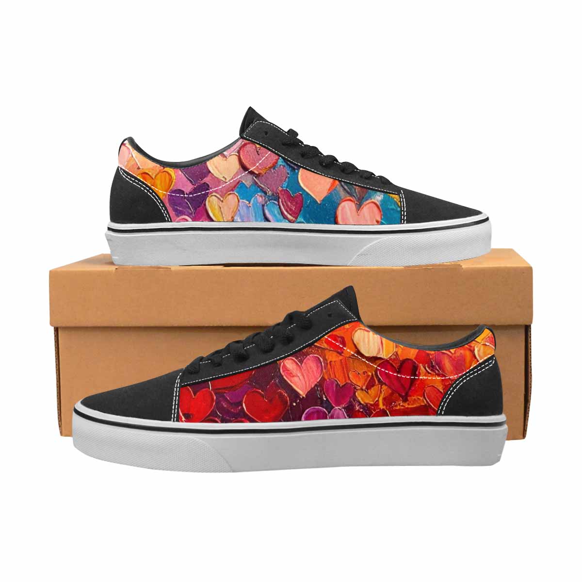 WOMEN'S Heart Burst Lace-Up Canvas Melting Art Custom Sneakers